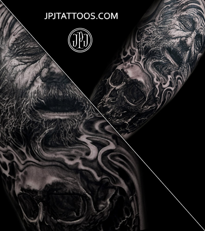 Old Man and Skull Tattoo Slideshow & Portfolio Image