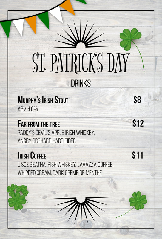 St. Patrick's Day 2018 Table Tent Menu Side 2