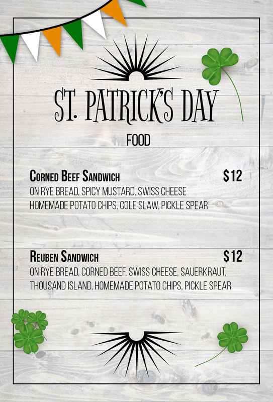 St. Patrick's Day 2018 Table Tent Menu Side 1